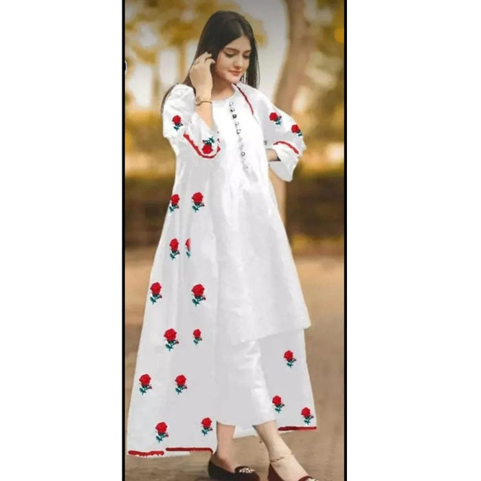 Premium Ladies Embroidered 3-Piece Winter Silka Suit – 3 Pcs Stitch Embroidery Set